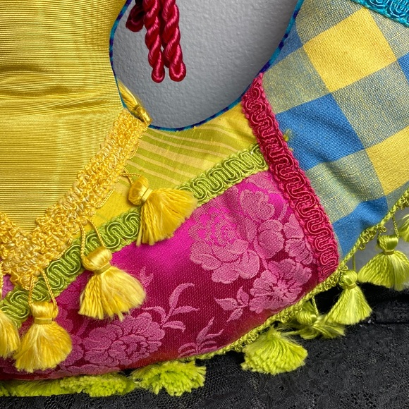 Vintage Colorful Patchwork Angel Decorative Pillow (OOAK) - Picture 8 of 16